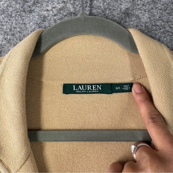 Lauren Ralph Lauren Tan Lagenlook Cotton Lightweight Knit Womens Blazer Size 3X - Picture 5 of 16